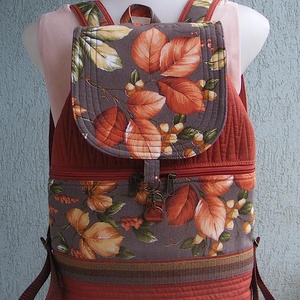 Őszi levelek textil hátizsák , Táska & Tok, Hátizsák, Hátizsák, Varrás, MESKA