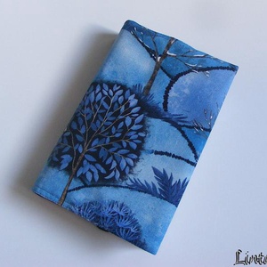 Kék erdő, textil könyvborító állítható szélességgel, Könyv & Zene, Könyvtok, Varrás, MESKA