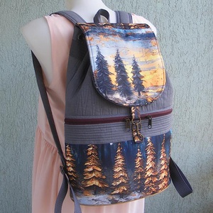 Színes erdő textil hátizsák  - táska & tok - hátizsák - hátizsák - Meska.hu