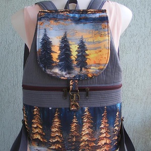 Színes erdő textil hátizsák , Táska & Tok, Hátizsák, Hátizsák, Varrás, MESKA