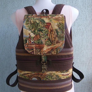 Provence textil hátizsák gobelin jellegű vászonból - táska & tok - hátizsák - hátizsák - Meska.hu