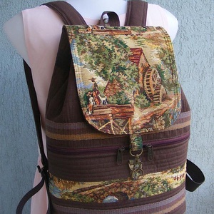 Provence textil hátizsák gobelin jellegű vászonból - Meska.hu