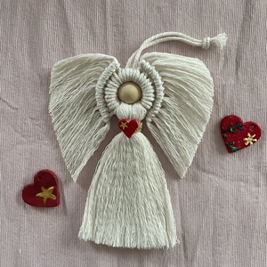 Makramé angyal, Karácsony, Karácsonyi lakásdekoráció, Karácsonyi lakásdíszek, Csomózás, Szövés, MESKA