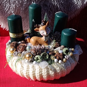 Adventi koszorú őzikés díszel - Meska.hu