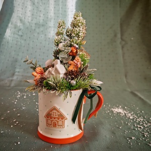 Adventi bögrés asztali dekoráció mézeskalácsos díszekkel - karácsony - adventi díszek - adventi koszorú - Meska.hu