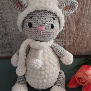 Horgolt bárány - fehér / szürke - amigurumi horgolt figurák, Játék & Sport, Plüssállat & Játékfigura, Plüss bárány, Horgolás, MESKA