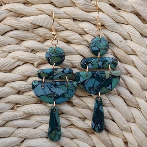 Ásvány hatású fülbevaló, fényes bevonattal, Ékszer, Fülbevaló, Lógó fülbevaló, Ékszerkészítés, Gyurma, MESKA