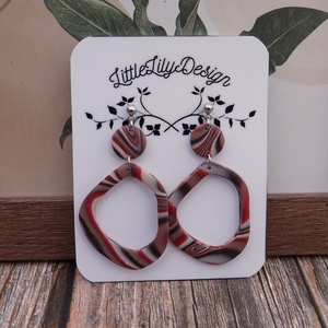 Barna-bordó amorf  fülbevaló , Ékszer, Fülbevaló, Lógó fülbevaló, Ékszerkészítés, Gyurma, MESKA