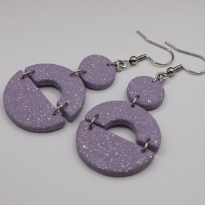 Csillámos levendulalila fülbevaló - ékszer - fülbevaló - lógó fülbevaló - Meska.hu