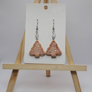 Straszos karácsonyfa keksz fülbevaló, Ékszer, Fülbevaló, Lógó fülbevaló, Ékszerkészítés, Gyurma, MESKA