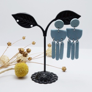 Kék bedugós fülbevaló, Ékszer, Fülbevaló, Lógó fülbevaló, Ékszerkészítés, Gyurma, MESKA