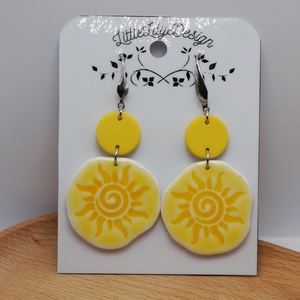 Napsárga fülbevaló, Ékszer, Fülbevaló, Lógó fülbevaló, Ékszerkészítés, Gyurma, MESKA