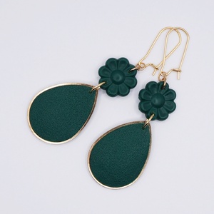 Zöld csepp fülbevaló , Ékszer, Fülbevaló, Lógó fülbevaló, Ékszerkészítés, Gyurma, MESKA