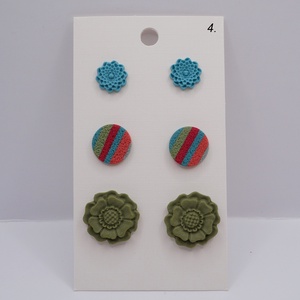 3 pár fülbevalószett, Ékszer, Fülbevaló, Pötty fülbevaló, Ékszerkészítés, Gyurma, MESKA