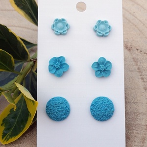 3 pár fülbevalószett, Ékszer, Fülbevaló, Pötty fülbevaló, Ékszerkészítés, Gyurma, MESKA