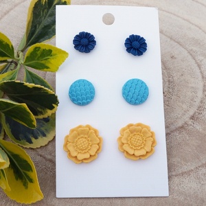 3 pár fülbevalószett, Ékszer, Fülbevaló, Pötty fülbevaló, Ékszerkészítés, Gyurma, MESKA