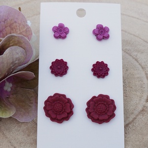 3 pár fülbevalószett, Ékszer, Fülbevaló, Pötty fülbevaló, Ékszerkészítés, Gyurma, MESKA