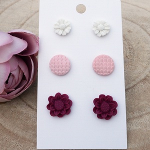 3 pár fülbevalószett, Ékszer, Fülbevaló, Pötty fülbevaló, Ékszerkészítés, Gyurma, MESKA