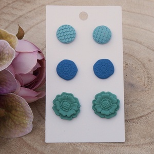 3 pár fülbevalószett, Ékszer, Fülbevaló, Pötty fülbevaló, Ékszerkészítés, Gyurma, MESKA