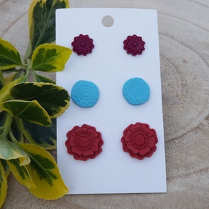 3 pár fülbevalószett, Ékszer, Fülbevaló, Pötty fülbevaló, Ékszerkészítés, Gyurma, MESKA