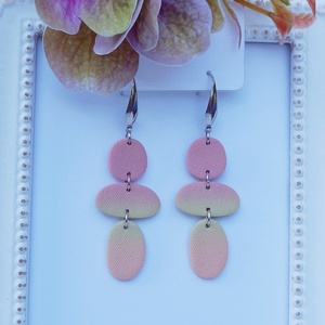 Színátmenetes pasztell fülbevaló , Ékszer, Fülbevaló, Lógó fülbevaló, Ékszerkészítés, Gyurma, MESKA