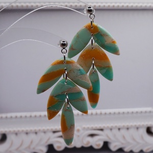 3 részes leveles  fülbevaló - ékszer - fülbevaló - lógó fülbevaló - Meska.hu