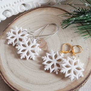 Skandináv stílusú fehér hópihe fülbevaló , Ékszer, Fülbevaló, Lógó fülbevaló, Ékszerkészítés, MESKA