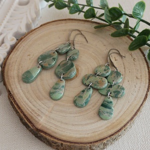 Ásványhatású zöld  fülbevaló - ékszer - fülbevaló - lógó fülbevaló - Meska.hu Ásványhatású zöld  fülbevaló - ékszer - fülbevaló - lógó fülbevaló - Meska.hu