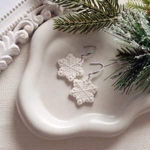 Téli hópelyhes fülbevaló , Ékszer, Fülbevaló, Lógó fülbevaló, Ékszerkészítés, MESKA