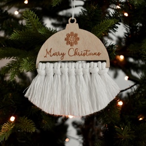 Makramé karácsonyi félkör dísz, Karácsony, Karácsonyi lakásdekoráció, Karácsonyfadíszek, Mindenmás, MESKA