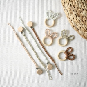 Makramé cumilánc és rágóka Szett - otthon & életmód - babaszoba, gyerekszoba - babaszoba dekoráció - Meska.hu