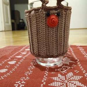 Horgolt szarvasos pohármelegítő - Meska.hu