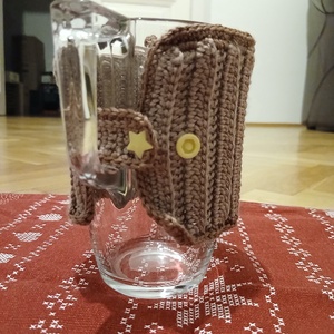 Horgolt szarvasos pohármelegítő - otthon & életmód - konyhafelszerelés, tálalás - tálalás - tányér- és poháralátét - Meska.hu