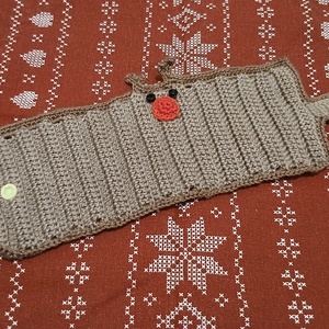 Horgolt szarvasos pohármelegítő - otthon & életmód - konyhafelszerelés, tálalás - tálalás - tányér- és poháralátét - Meska.hu