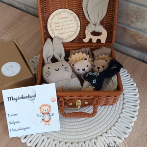 Nyuszis-oroszlános babalátogató ajándékcsomag - játék & sport - babalátogató ajándékcsomag - Meska.hu