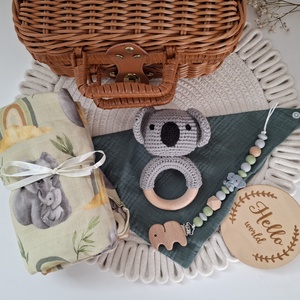 Elefántos-koalás babalátogató ajándékcsomag bőröndben - játék & sport - babalátogató ajándékcsomag - Meska.hu