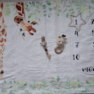 Zsiráfos babalátogató ajándékcsomag mérföldkőtakaróval - játék & sport - babalátogató ajándékcsomag - Meska.hu