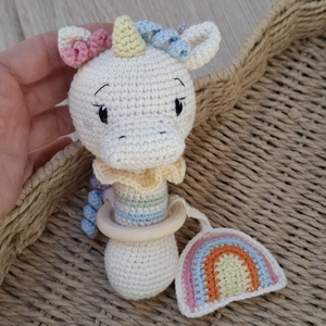 Unikornis horgolt csörgő, Baba - mama, Baba játékok, Csörgő, Horgolás, MESKA
