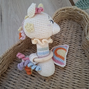 Unikornis horgolt csörgő - baba - mama - baba játékok - csörgő - Meska.hu