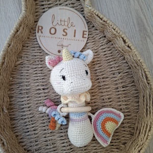 Unikornis horgolt csörgő - baba - mama - baba játékok - csörgő - Meska.hu