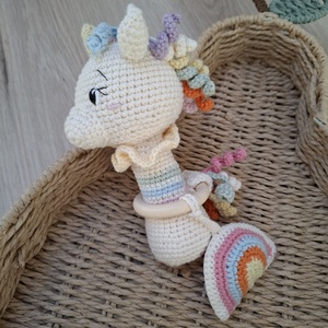 Unikornis horgolt csörgő - baba - mama - baba játékok - csörgő - Meska.hu