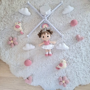 Horgolt balerina kiságyforgó � névre szóló babaszoba dekoráció - baba - mama - baba játékok - kiságyforgó - Meska.hu