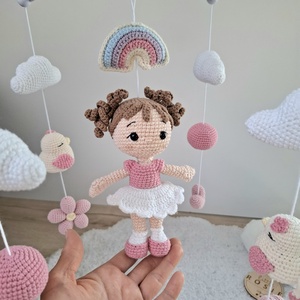 Horgolt balerina kiságyforgó � névre szóló babaszoba dekoráció - baba - mama - baba játékok - kiságyforgó - Meska.hu
