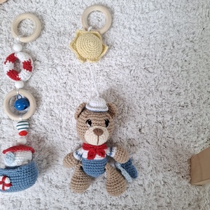 Tengerparti horgolt Baby Gym függő szett  � Kézműves Montessori baba játék � Little Rosie - baba - mama - baba játékok - mozgásfejlesztő játékok - Meska.hu