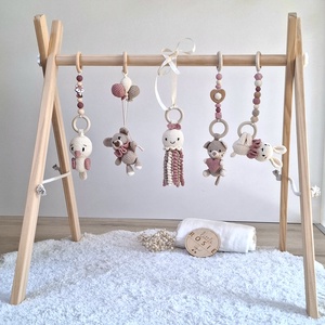 Babatornáztató állvány választható horgolt játékokkal, Baba - mama, Baba játékok, Mozgásfejlesztő játékok, Horgolás, MESKA