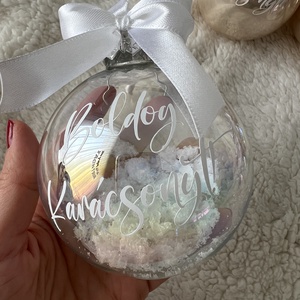 Egyedi névvel ellátott Átlátszó üveggömb 8 cm, Karácsony, Karácsonyi lakásdekoráció, Karácsonyfadíszek, Mindenmás, MESKA