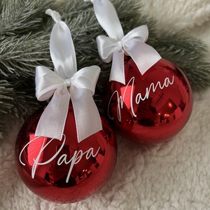 Egyedi névvel ellátott PIROS üveggömb 8 cm - karácsony - karácsonyi lakásdekoráció - karácsonyfadíszek - Meska.hu