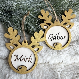 Karácsonyfadísz, egyedi, névre szóló rénszarvas, Karácsony, Karácsonyi lakásdekoráció, Karácsonyfadíszek, Mindenmás, MESKA