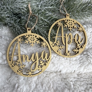 Karácsonyfadísz, egyedi, névre szóló hópelyhes, Karácsony, Karácsonyi lakásdekoráció, Karácsonyfadíszek, Mindenmás, MESKA