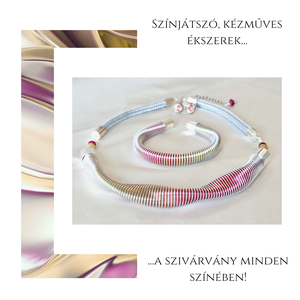Ezüst, rózsaszín, sárga, színjátszó Waving nyaklánc  - ékszer - nyaklánc - medál nélküli nyaklánc - Meska.hu